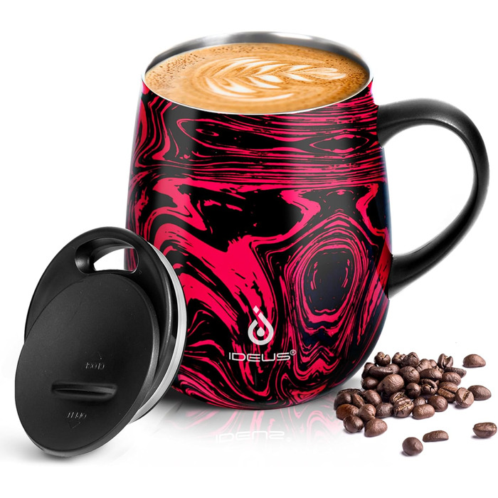 Кружка Ideus 470 мл з нержавіючої сталі, подвійні стінки, ізольована, з кришкою, зелений (Rotes Zebra)