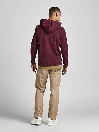 Чоловіча однотонна толстовка з капюшоном Jack & Jones, колір Port Royale (червоний), розмір 3XL