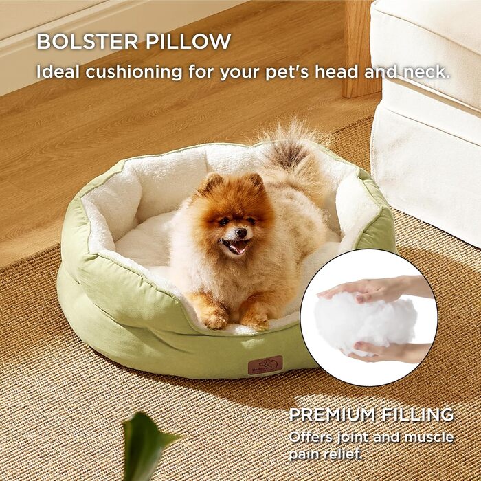 BEDSURE Cat Bed Washable - 63x53x20cm Cat Bed with Reversible Inner Cushion Cat Sleeping Place for Cats or Small Dogs (Light Green, L 63 x W 53 x H 20 cm)