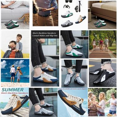Чоловічі літні кросівки-мюлі Slip-on: дихаючі спортивні капці з сітки, темно-зелені, розмір 43