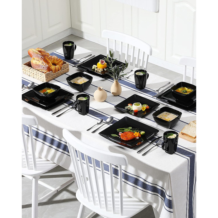 Vancasso Tableware Stoneware, 16-piece SOHO square dish set for 4 people, combination tableware set, square