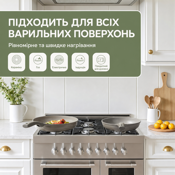 Набір посуду Redchef: 11-ти частинний набір каструль та сковорідок з керамічним покриттям, індукційний, PTFE-free, PFAS-free, для всіх типів плит, стійкий до миття в посудомийній машині (сірий)