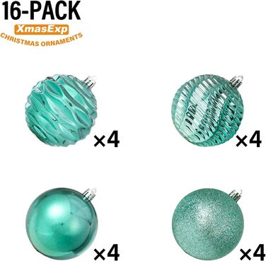 Новорічні кулі-прикраси XmasExp (8 см, м'ятно-зелені) - 20 карат, міцні, для ялинки, декор, ідеально для свят, весілля, новорічні прикраси м'ятного кольору