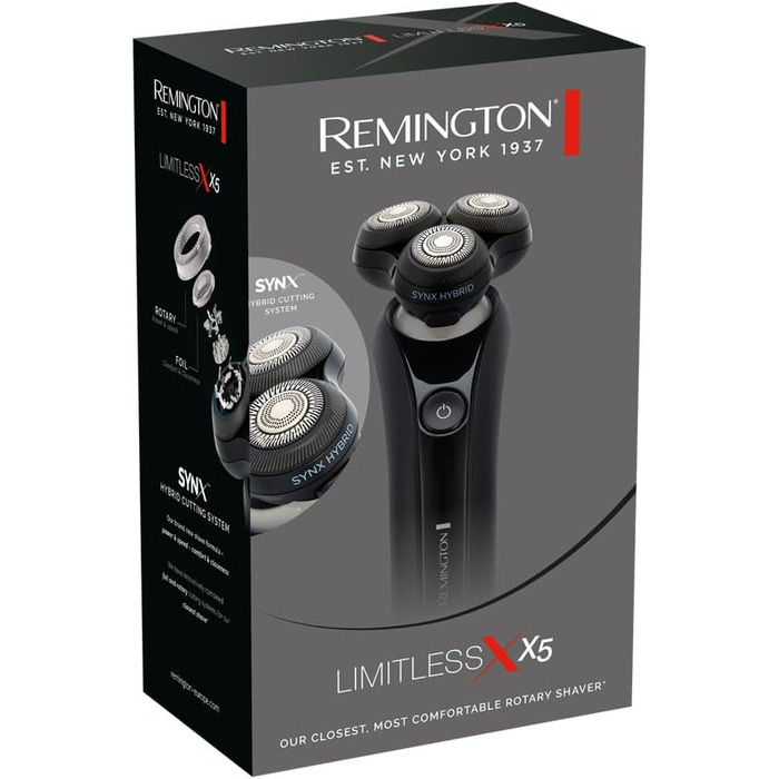 Електричний чоловічий бритва Remington X5 з гібридною системою SynX та тримером, Rotationsrasierer XR1755, чорний