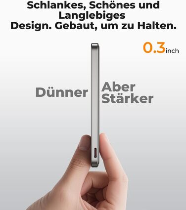 Power Bank KU XIU Magsafe 5000mAh: Тонкий, з підтримкою MagSafe, з кільцем для кріплення, PD 20W, для iPhone 17/16/15/14/13/12 (Титан)