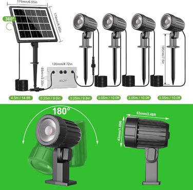CLY Solar Lamps for Outdoors, Solar Spotlights Garden Light with Remote Control IP66 Waterproof 10 Colors 30 Dynamic Modes Timer Garden Lighting for Gardens Path Christmas Decoration 6 Pieces (Warm White/Natural/Cold White, 4 Pieces)