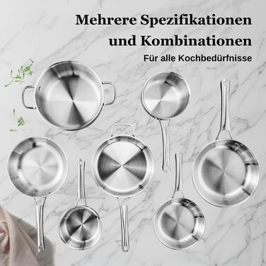 Набір каструль LeadZM з керамічним покриттям (22 шт.) для індукційних плит, сумісний з усіма плитами, без PFOA/PFOS (Бежевий) + Набір з 11 предметів з нержавіючої сталі (Сріблястий)