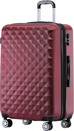 Чемодан-роллер Beibye Zwillingsrollen 2066 з жорстким корпусом, набір - L-XL (бордовий)