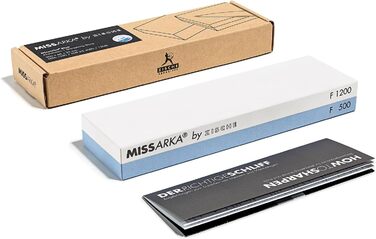 Точило для ножів Zische Missarka Blue - професійне з каменю з корунду, 200x60x25 мм, 2 зернистості FEPA 500/1200