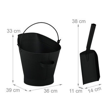 Relaxdays Ash Bucket with Shovel 11 L