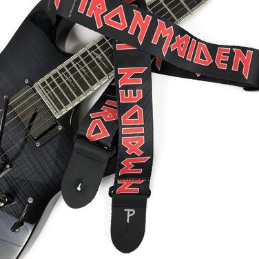 Гітарний ремінь Perris Leathers Iron Maiden з високоякісним зображенням, чорний / чорний