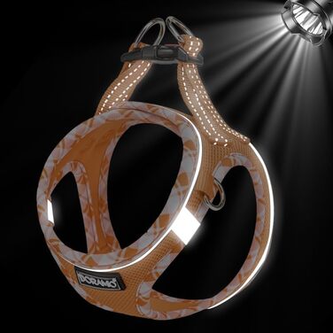 Нашийник для собак та котів, маленьких порід, з повідком, відбиваючий, дихаючий, анти-тяга, безпечний, помаранчевий (L)