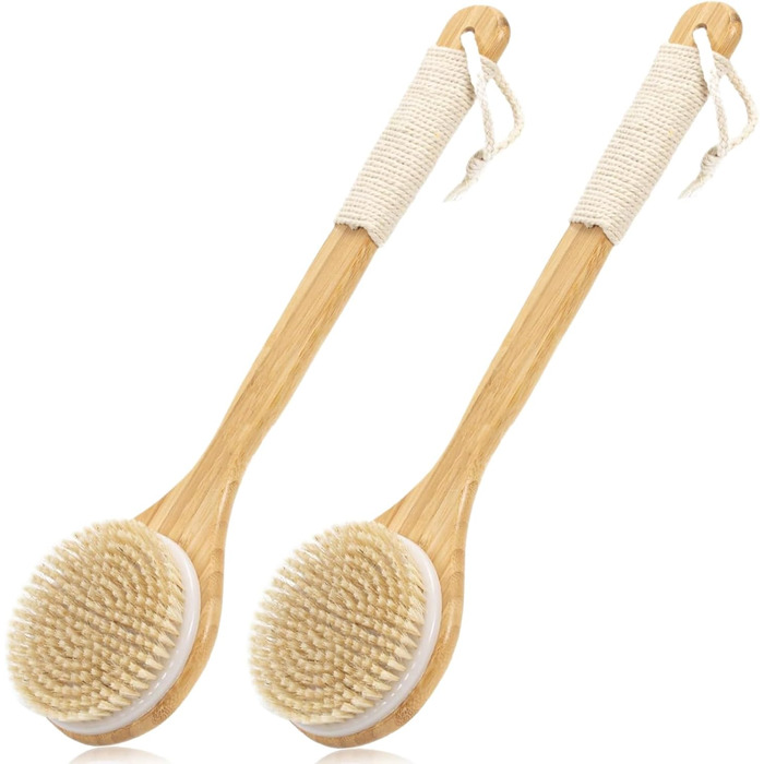 Набір з 2 шт. щітки для спини Brslainn, суха щітка для тіла, душова щітка для пілінгу та видалення омертвілої шкіри
