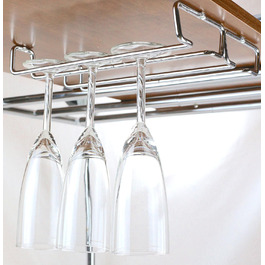 Підставка для винних келихів на ніжці DecoBros, хром, 2 шт. - Single Rail Wine Glass Rack