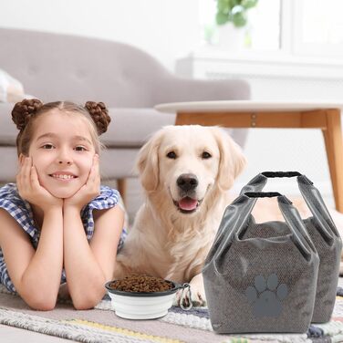 Набір для годування собак: сумка-органайзер з двома складними мисками, BPA-free, для подорожей, кемпінгу, авто