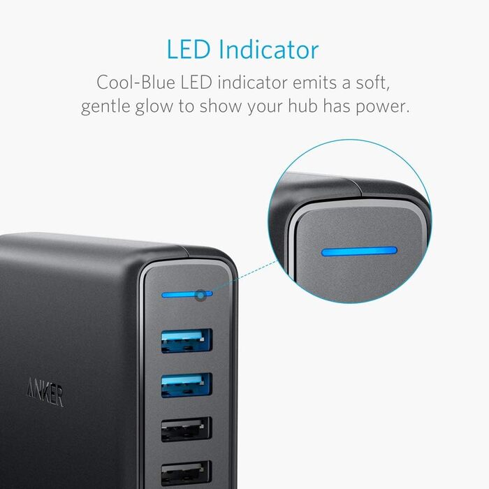 Зарядний пристрій Anker PowerPort Speed 5 63W 5 портів USB з Quick Charge 3.0 та Power IQ для Samsung, iPhone, iPad