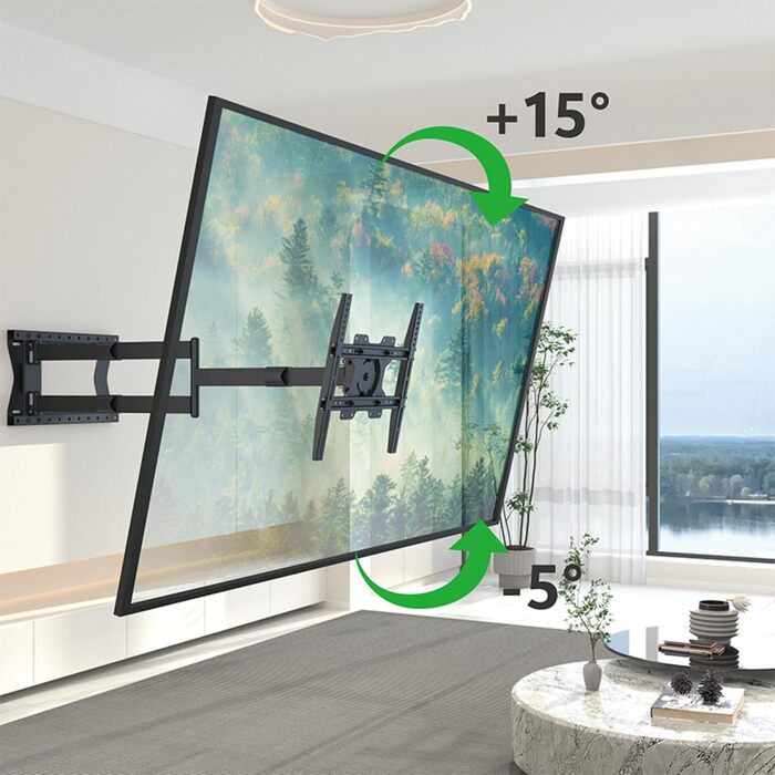 Настінний кріплення для телевізора XTRARM TiTon, 120 см, поворотне, 40 кг, VESA max 400x400 мм, чорний