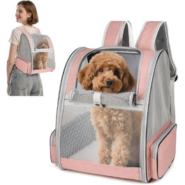 Рюкзак для тварин Allsopets - дихаючий, для котів та собак, маленьких порід, для подорожей та активного відпочинку (Нєборожевий)