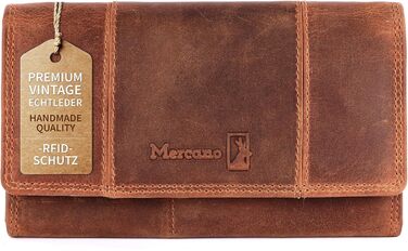 Mercano® Premium Vintage Women's Wallet Leather (Genuine Leather) Large with RFID Protection | Ladies' Purse Leather incl. Gift Box with Card Slots and Coin Pocket