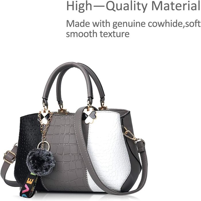 Сумка жіноча NICOLE & DORIS 2025 шкіряна чорна з помпоном та знімним ремінцем через плече