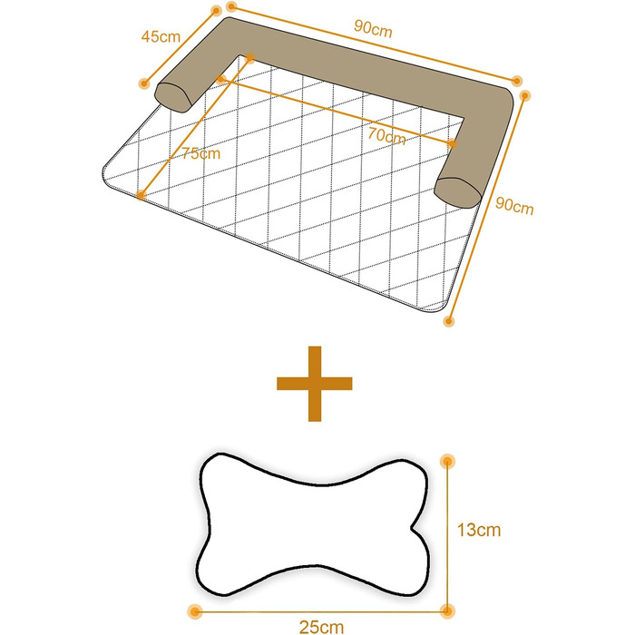 Крісло-ліжко для собак Raikou: комфортне місце для відпочинку, захист дивану та багажника, антиковзаюче покриття, легко миється, підходить для собак великих та маленьких порід (70x90 см, світло-сірий)