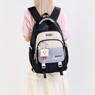 Шкільний рюкзак Makukke для підлітків, дівчаток 5 класу, 30L, водонепроникний, з милим брелоком (блакитний)