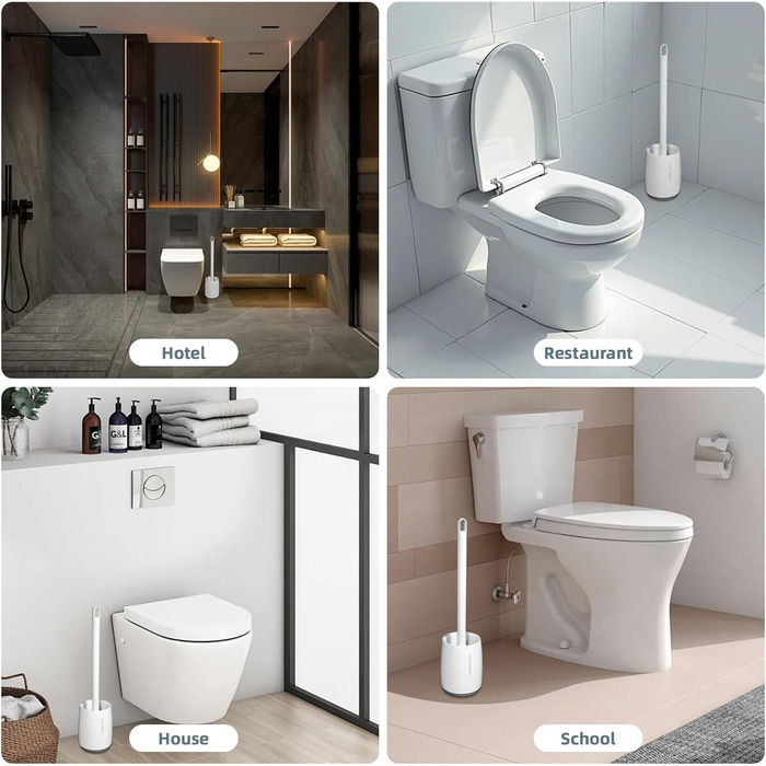 Набір для туалету Carehabi: щітка для унітазу з підставкою, білий | Комплект для ванної кімнати