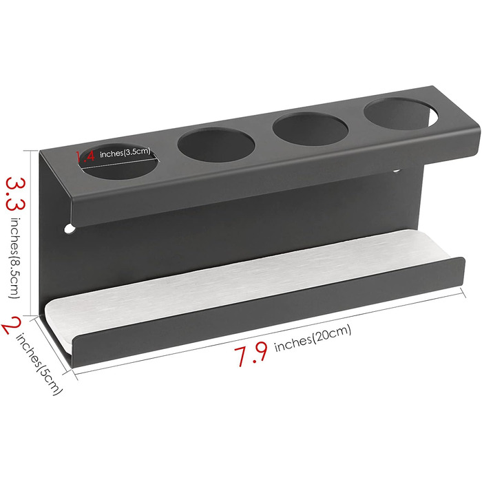 Настінний електричний тримач для зубних щіток на 4 слоти з мискою з діатоміту, підходить для AquaSonic, Kingheroes, Oral-B (Чорний)