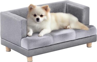 PawHut Собаче ліжко-диван для собак та котів з дерев'яним каркасом, плюшевий чохол, подушка з піною, 68 x 41 x 32 см