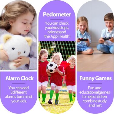 Дитячий розумний годинник Smartwatch з GPS, 4G, відеодзвінками, SMS, WiFi, SOS, крокомером, іграми, для дітей від 4 років, фіолетовий