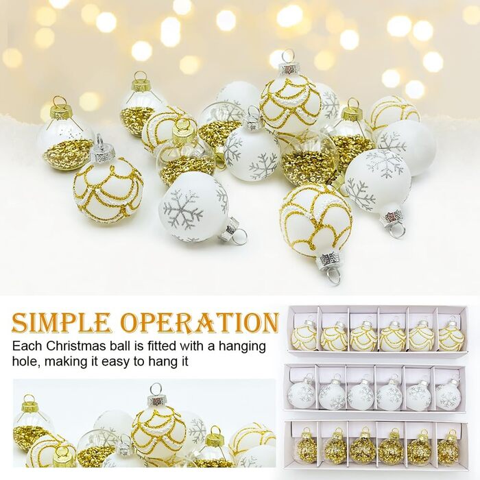 Скляні новорічні кулі Bseical, 18 шт., діаметр 4 см, 3 кольори - новорічний декор для ялинки