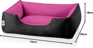 Лягушкове ліжко для собак BedDog LUPI, м'яке ліжко для собак з знімним та пральним чохлом, кошик для собак, собаче ліжко-софа, для маленьких собак, S, чорно-коричневе (BLACK-PASSION (чорний/рожевий), 70 x 55 x 18 см)