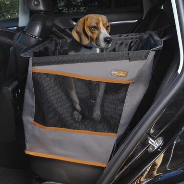 Автомобільний автокрісло для собак K&H Pet Products Buckle N' Go, сірий, середній, 53 x 33 x 48 см, водонепроникний, з ременями безпеки