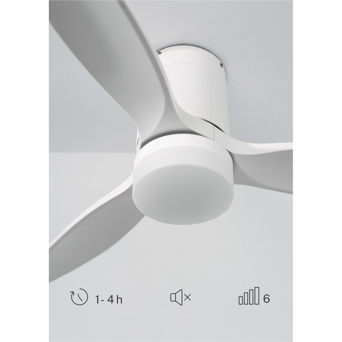Вентилятор стельовий WINDCALM ABS з підсвічуванням, білий, з пультом, 40W, Ø112cm, 6 швидкостей, 3 режими LED, таймер, літньо-зимовий режим