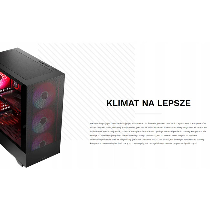 Корпус MODECOM Siroco Flow ARGB Midi Tower, чорний