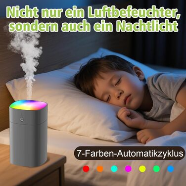 Портативний міні-увлажнитель повітря для спальні, 400 мл аромадифузор для дому, особистий настільний зволожувач для рослин, аромадифузор для дому, 2 режими, нічник, автоматичне вимкнення, чорний