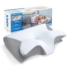 Подушка ортопедична HOMCA 2в1 з ефектом пам'яті для шиї та голови, 60x40x12/14 см, сіра