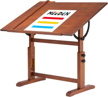 MEEDEN Large Walnut Wood Art Drawing Table - Adjustable Height Studio Desk for Painting, Writing & Reading (107 x 76cm)