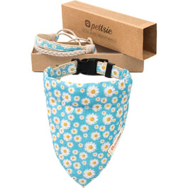 Pettsie Dog Collar with Bandana Fabric and Friendship Bracelet, Adjustable Sizes S, M, and L, Strong and Durable, Great Gift for Dog Lovers in Attractive Packaging, M, Pink (S (25.4 - 39.4 cm), Turquoise)