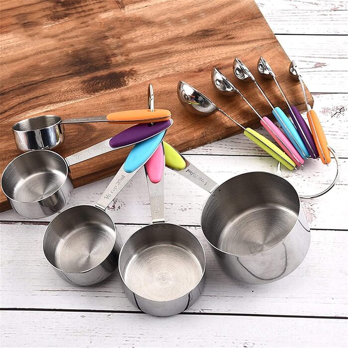 FBHappiness Measuring Spoon Set, Stainless Steel Measuring Spoon, Measuring Cup, 10-Piece Set with Scale, Measuring Spoon for Coffee Aroma, Baking Tool (Color: Multicolor, Size: 10 Pieces) (Multicolor, 10 Pieces)