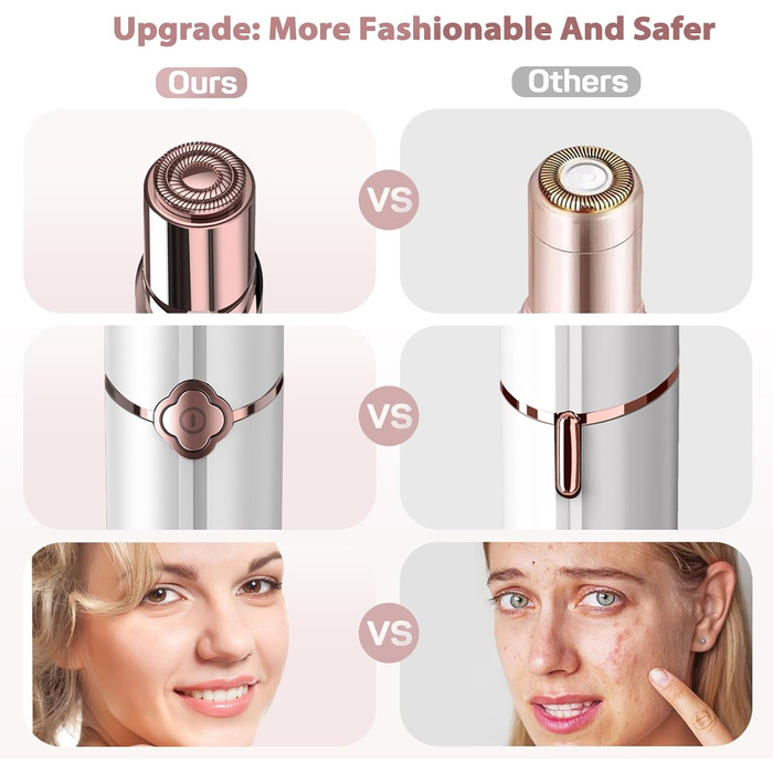 Електричний епілятор для обличчя для жінок, 2 змінні насадки, безболісний, для щік та підборіддя, білий