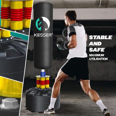 Набір боксерський KESSER® для дорослих: боксерські рукавички, боксерський мішок, скакалка, мішок для кікбоксингу, самостійний стенд, MMA партнер для тренувань