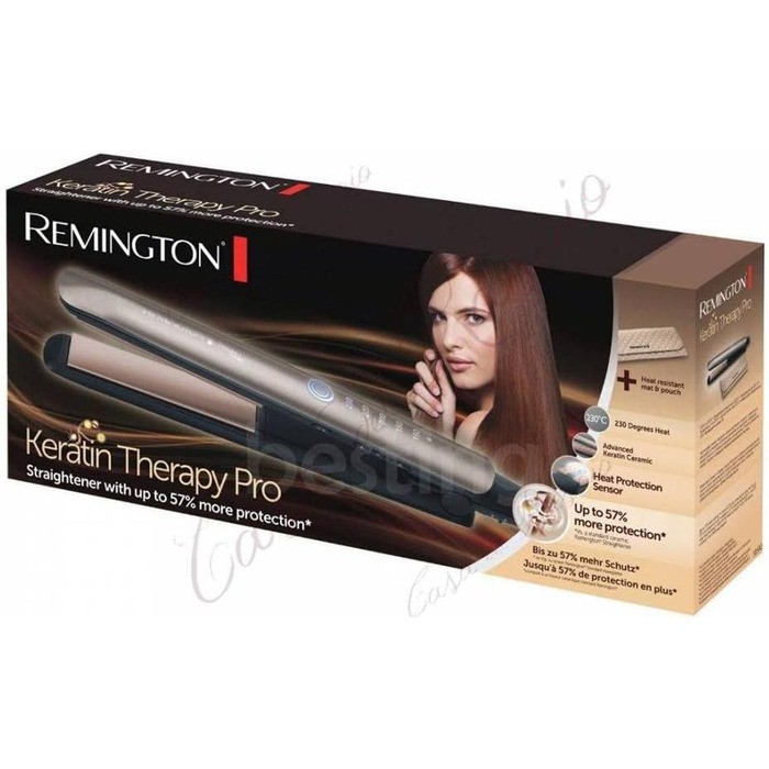 Випрямляч для волосся Remington S8593 Keratin Protect з датчиком захисту від перегріву, цифровим дисплеєм та керамічним покриттям з мигдалевою олією