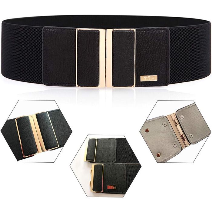 Жіночий еластичний широкий пояс для талії з металевою пряжкою, 7.5 см, рожевий (для талії 32-35/36-39 дюймів)