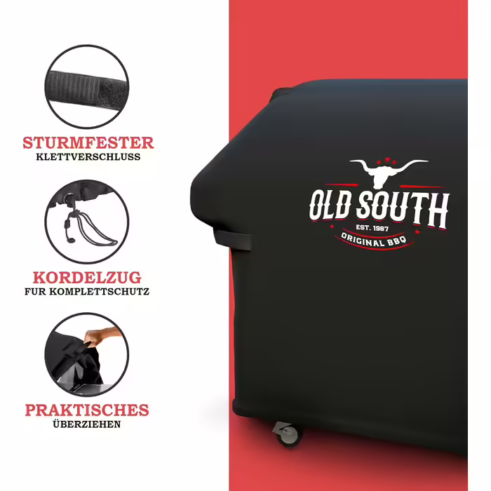 Old South - Weatherproof Grill Cover - Grill Cover for Weber, Napoleon, Brinkmann, Char Broil Gas Grills - BBQ Cover Black (147 x 70 x 115 cm)
