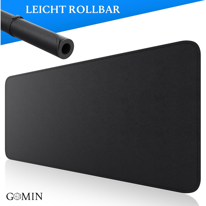 Підкладка під стіл GOMIN 80x40 см - PU шкіра, вологостійка та антиковзаюча - для ноутбука, офісу та дому - чорна