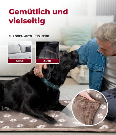 Підстилка для собак XS (45x65 см) – двостороння та зручна з наповнювачем 3 см – ідеальна для дивану, авто та переноски – Made in Germany (75 x 115 см, Tatze Beige)