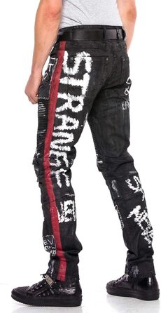 Чоловічі джинси Cipo & Baxx Straight Fit Denim Rockig Design Ripped Biker W38 L32 Чорні