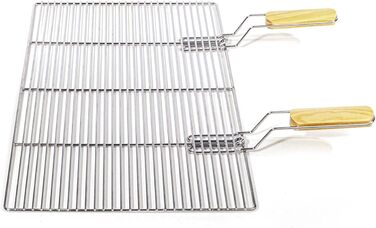 Решітка для гриля BBQ, 54x34 см, з нержавіючої сталі, з ручками, для газових та купольних грилів