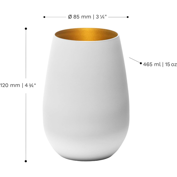 Stölzle Lausitz Glasses 465ml I Drinking Glasses 6-Piece Set I Cocktail Glasses Dishwasher-Safe with High Impact Resistance I Universal Glasses as Water Glasses, Juice Glasses, Whiskey Glasses I White Gold